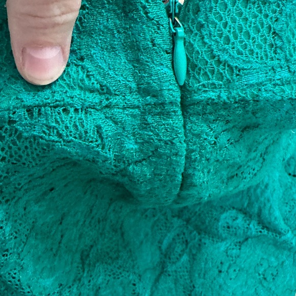 Anthropologie Maeve Floral Lace Midi Skirt size Small Green Turquoise Teal - Picture 9 of 16